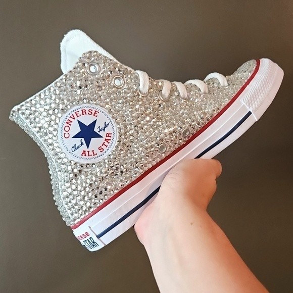 CLEAR Rhinestone Bling Converse Shoes - Picture 9 of 9